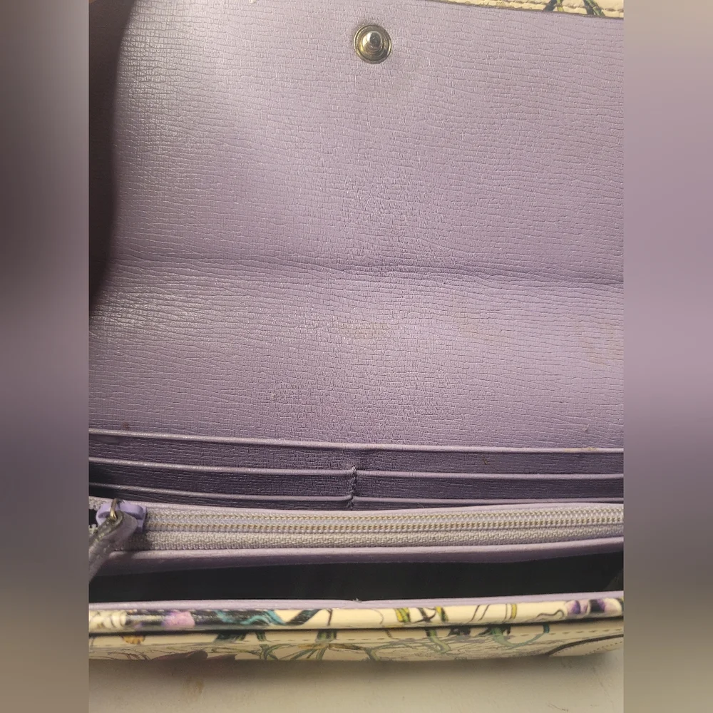 Gucci Nymphae Azure Floral Blue Continental Leather Wallet